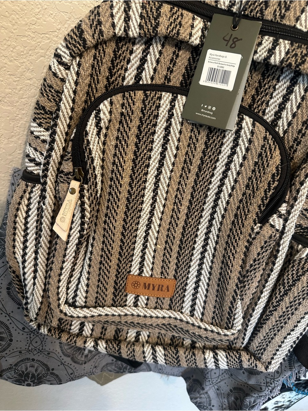Myra Bag Brown, Black & Cream Striped Women’s Backpack